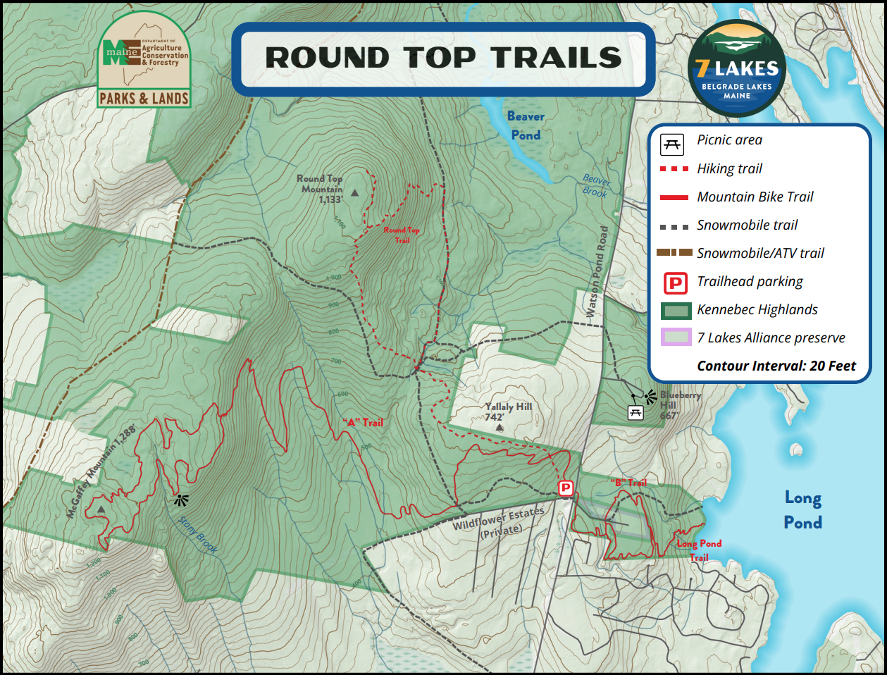 Kennebec Highlands Mountain Bike Trails Map