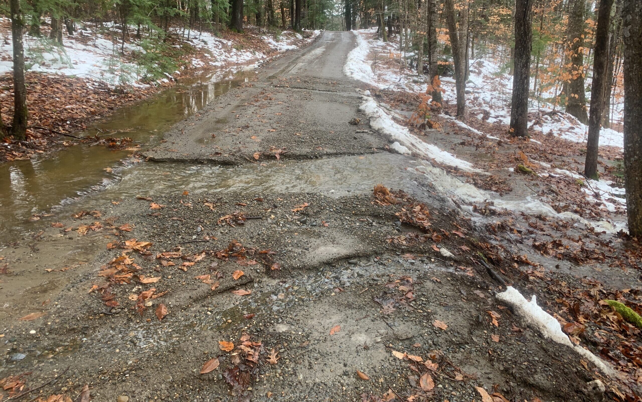 road washout from rainstorm